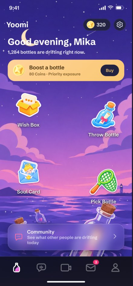 The Yoomi home screen